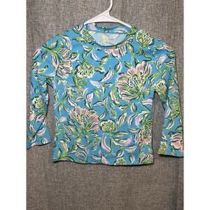 Girls Lilly Pulitzer Rashguard Top Blue Green Size 8